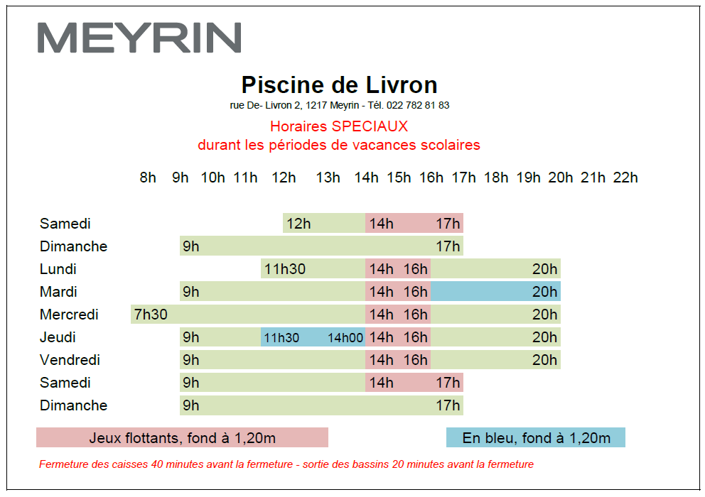 Horaires Livron Vacances