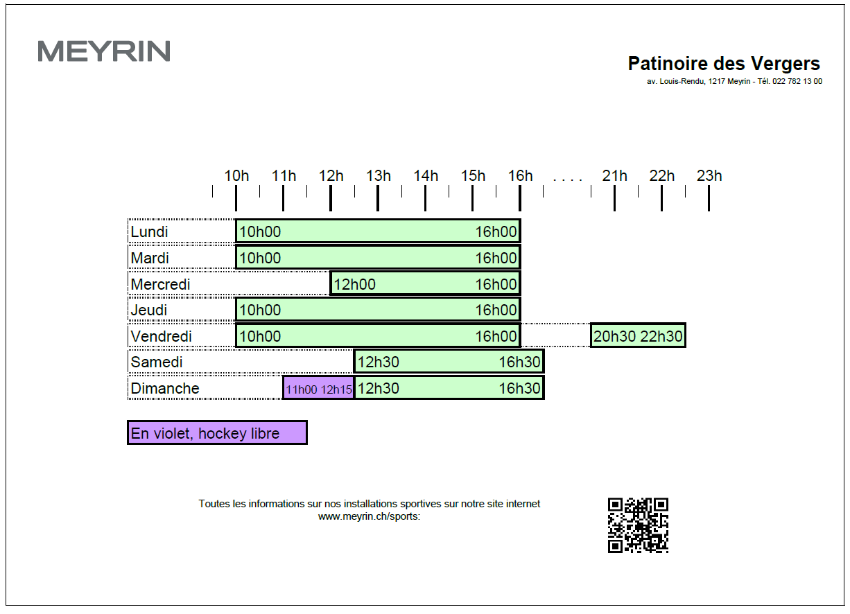 horaire 1 patinoire