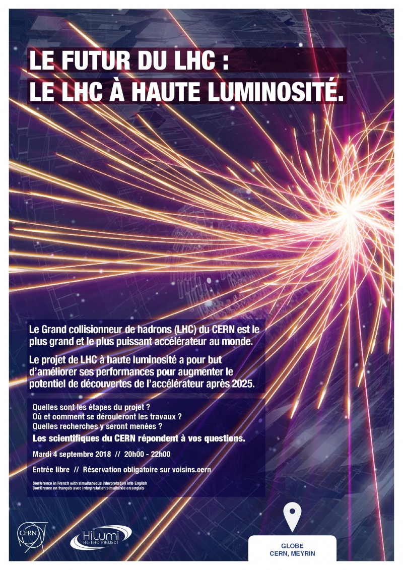 Visuel de la conférence grand public par les scientifiques du CERN